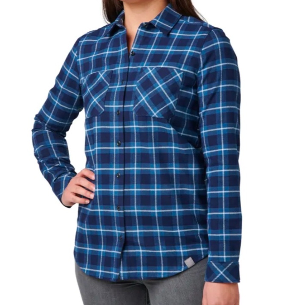5.11 Tactical Ruth Blue Plaid Flannel Long Sleeve Shirt sz L